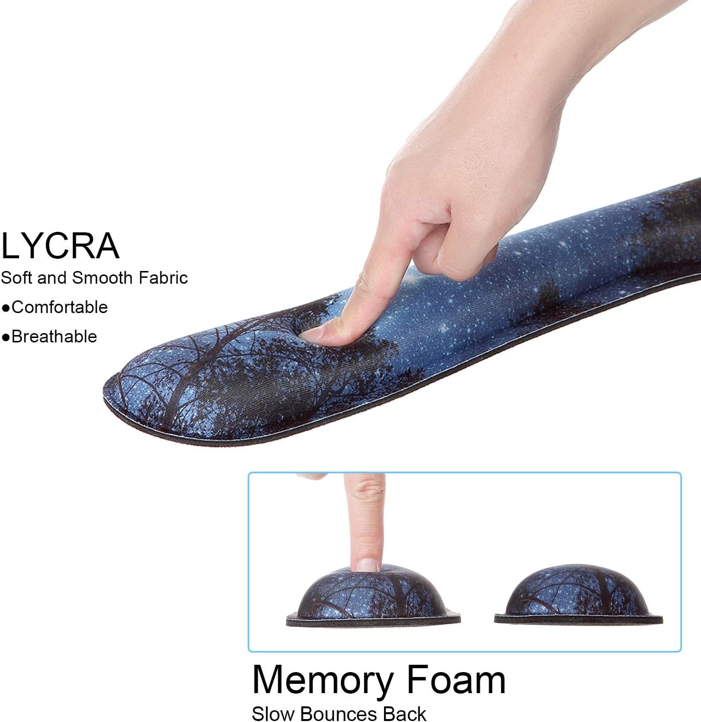 Ergonomic Mouse Pad with Wrist Rest Support and Keyboard Wrist Rest Pad with Coaster,  Cute Wrist Pad with Non-Slip Rubber Base and Raised Memory Foam, Easy Typing & Pain Relief, Forest Starry